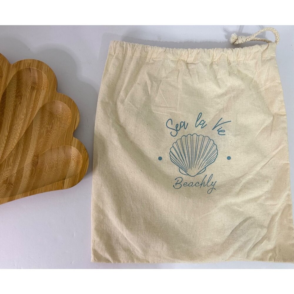 Beachly Bamboo Bombshell Shell Tray Charcuterie Trinket Dish Beach Ocean Party - Picture 9 of 9